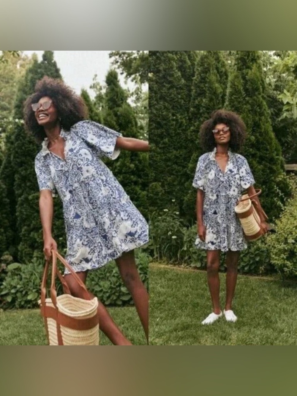 Hyacinth House | NEW Navy and White Tiered Floral Thea Mini Dress